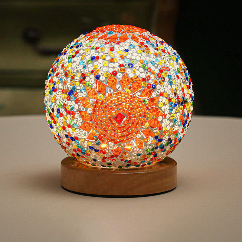 BohoGlow - Wood and Glass Ambient Lamp with USB Port