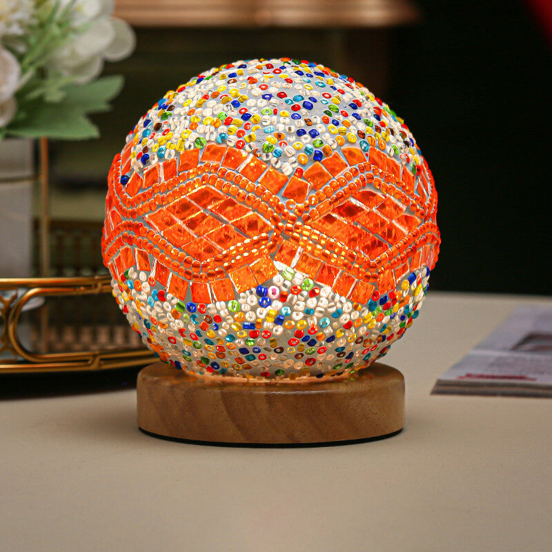 Birchara - Modern Wood and Glass USB Table Lamp