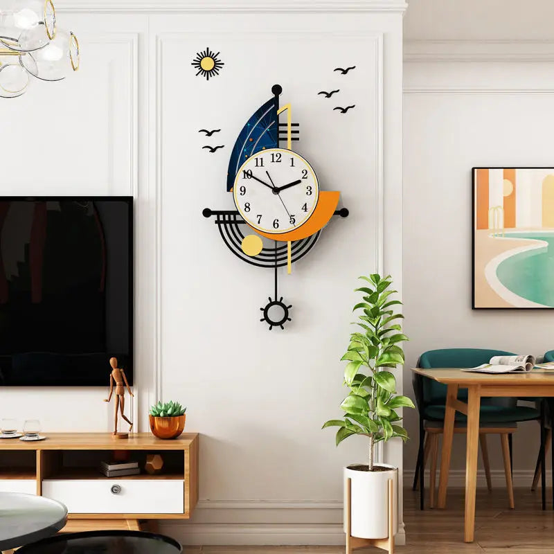 NauticTime - Elegant Sailboat Wall Clock in Nautical Style