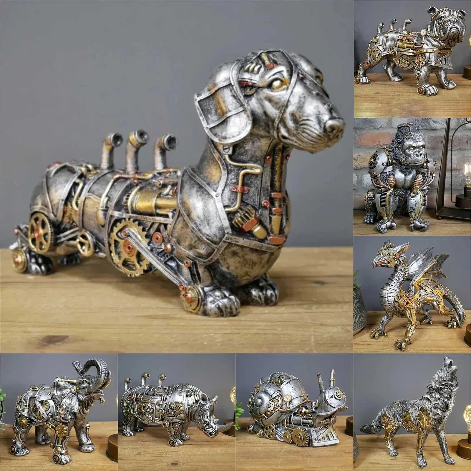 SteamBeast - Figurines d'animaux steampunk avec engrenages