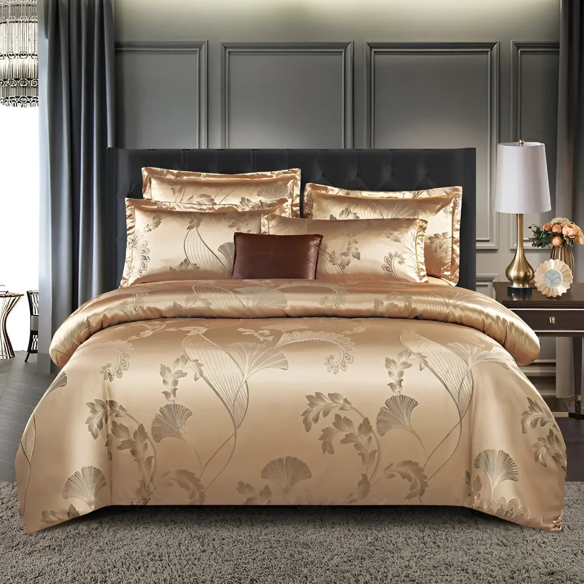 SatinOpulence - Jacquard Satin Bedding Set
