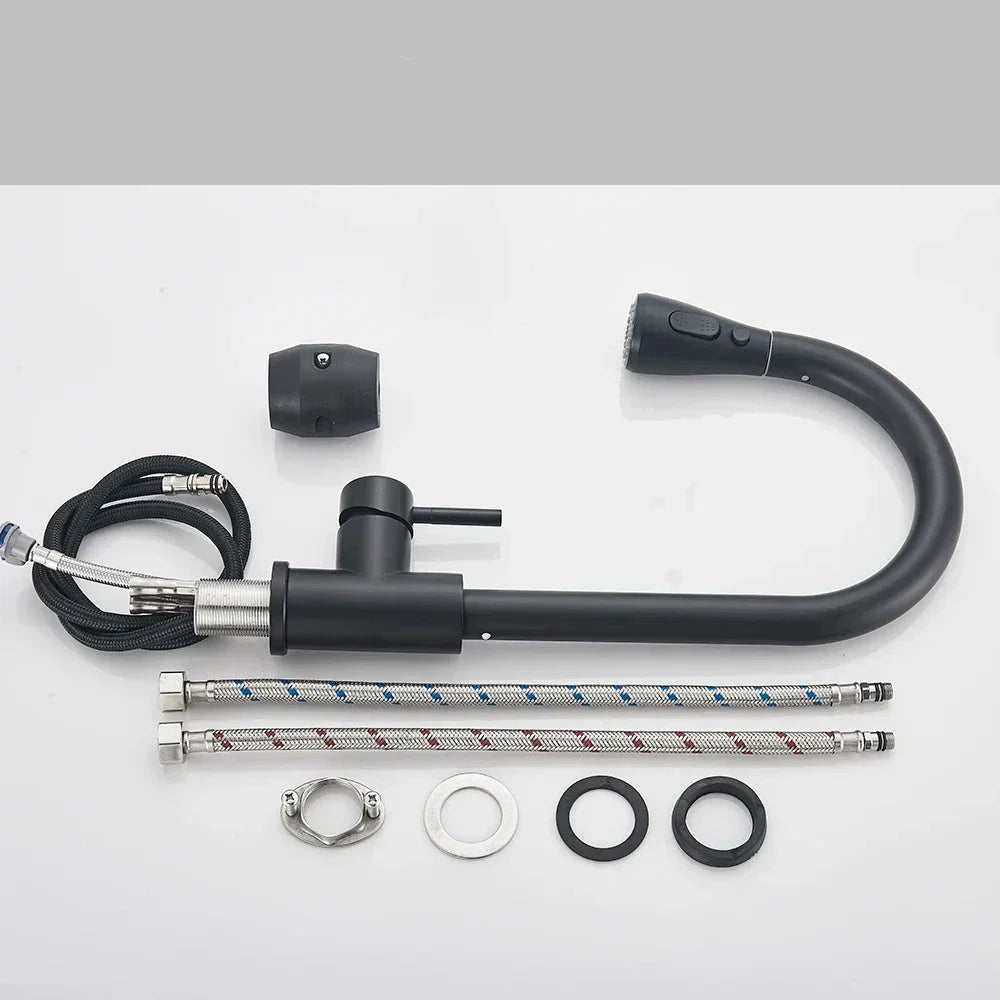 BlackStream - Modern Black Kitchen Faucet with Pull-Out Sprayer