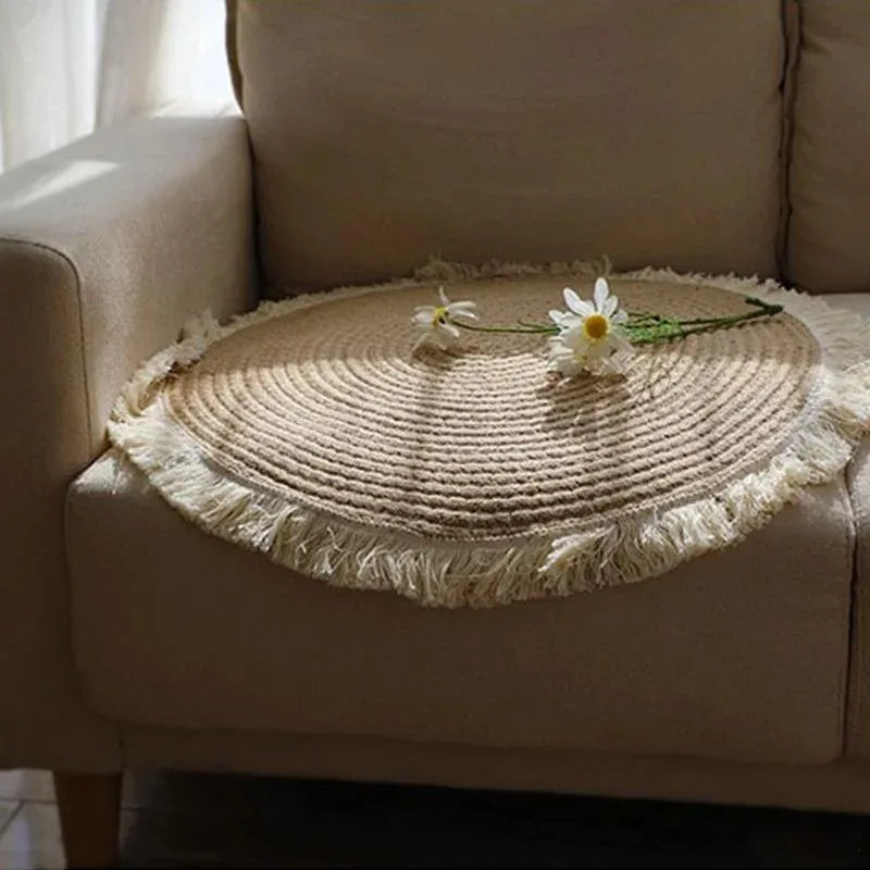 WeaveNest - Handwoven Round Jute Rug for Your Interior