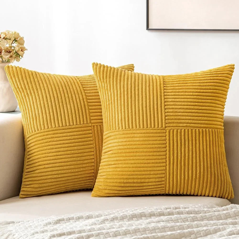 Quintessence Cushion Covers - Set of 2 Corduroy Covers for Any Interior
