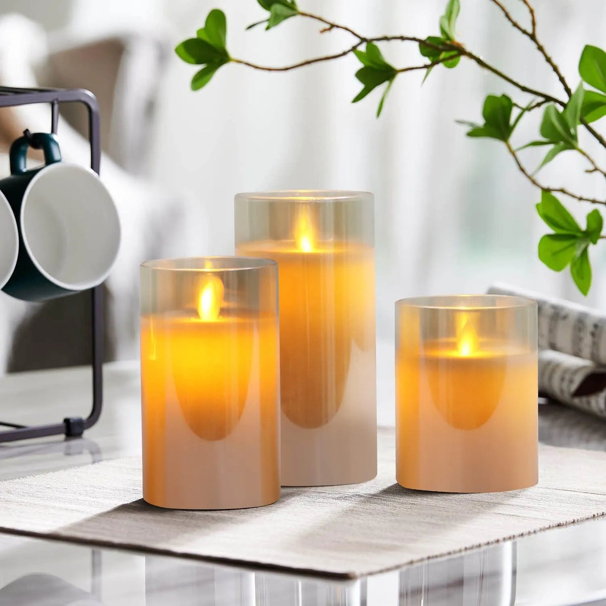 Yulwick - Rechargeable Cordless LED Candles, Set of 3