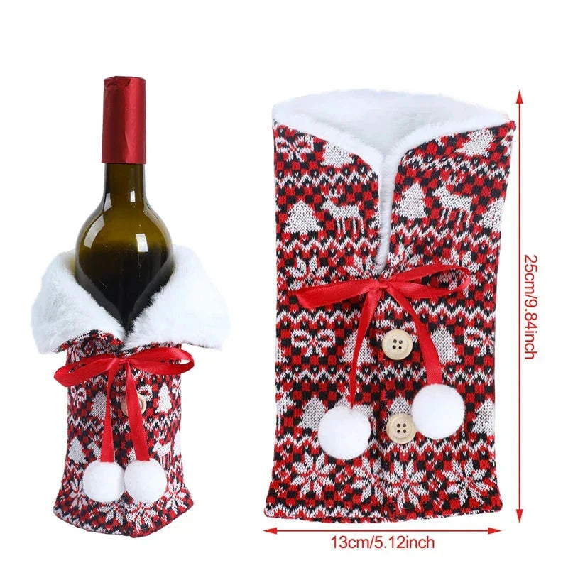 Festive Cheers - Elegant Christmas Wine Bottle Cover