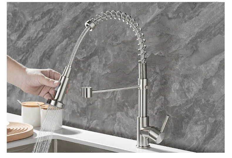 DualFlow - Black and Gold Dual-Spout Brass Kitchen Faucet