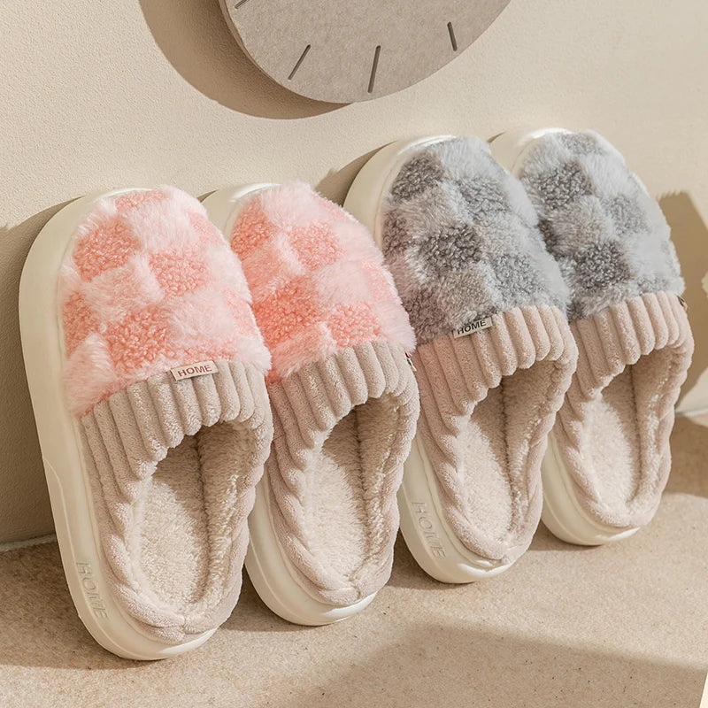 Dreamy Feet Slippers - Cozy Cotton Plaid Slippers for Ultimate Comfort