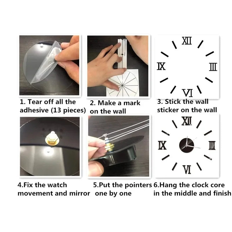RomanTime 3D Clock - Horloge murale moderne a chiffres romains a composer
