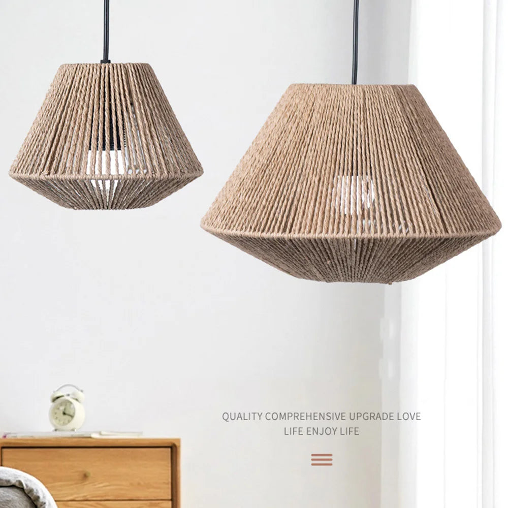 Rattan Pendant Light - Geometric Design Hanging Lamp for a Warm Atmosphere