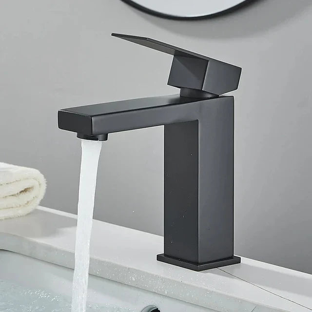 RivoFlow - Modern Black and Silver Basin Mixer Tap