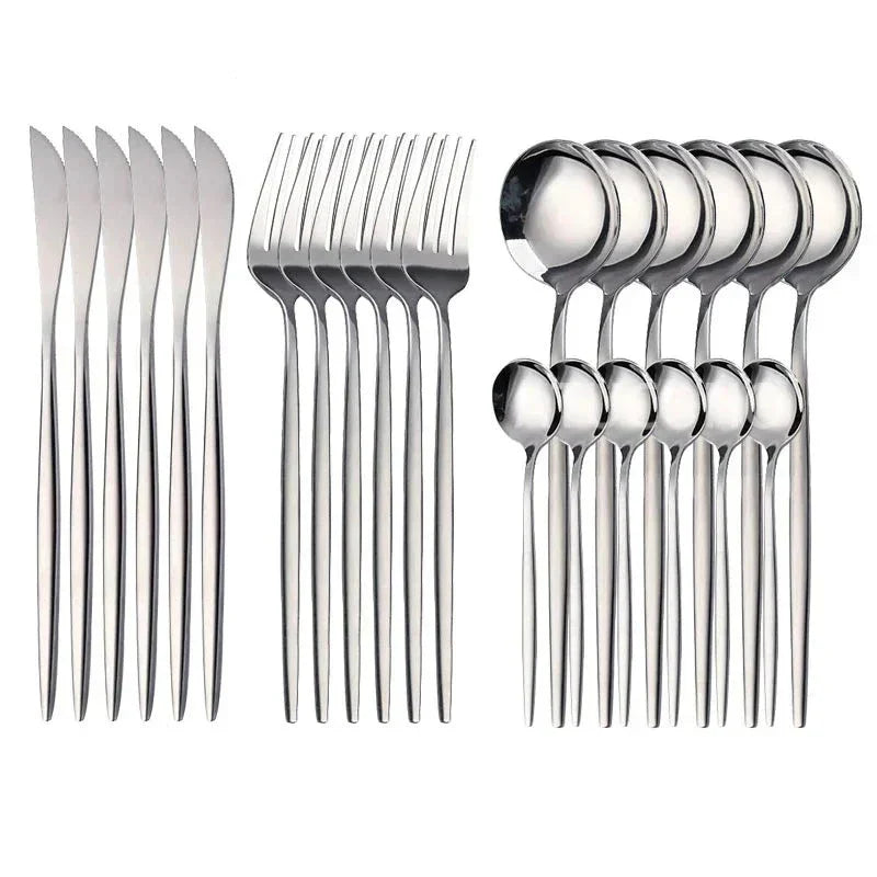 IvoraGold - Golden 24-Piece Stainless Steel Cutlery Set