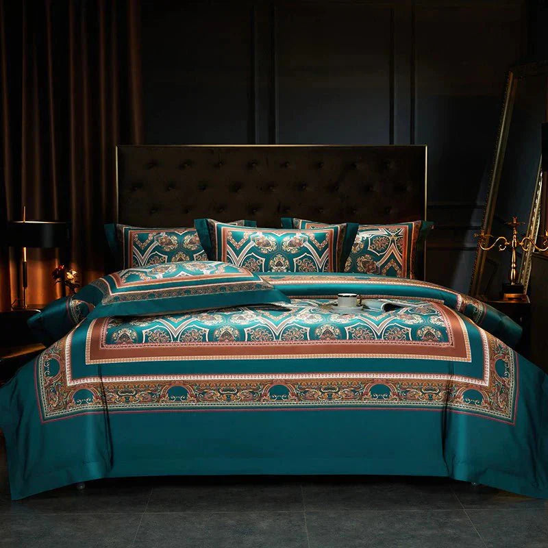 Vintage Grandeur - Navy Blue Egyptian Cotton Duvet Set