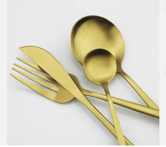 CarvonSteel - Minimalist Flatware Set in Stainless Steel with Titanium Finish