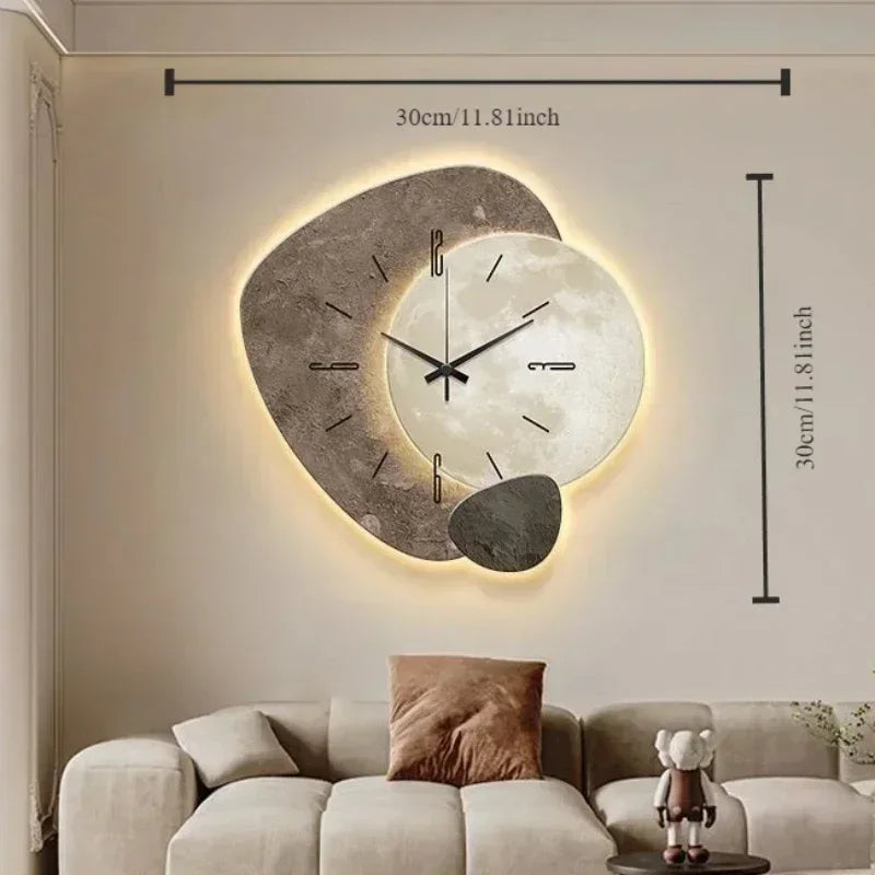 CreamWind Clock - Modern Wall Clock with LED Lighting