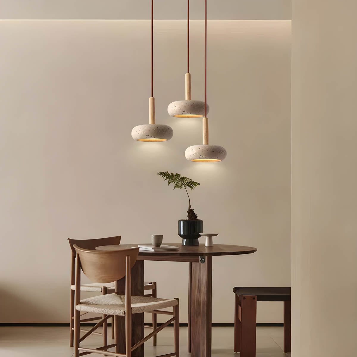 GlowStone - Natural Travertine LED Pendant Light