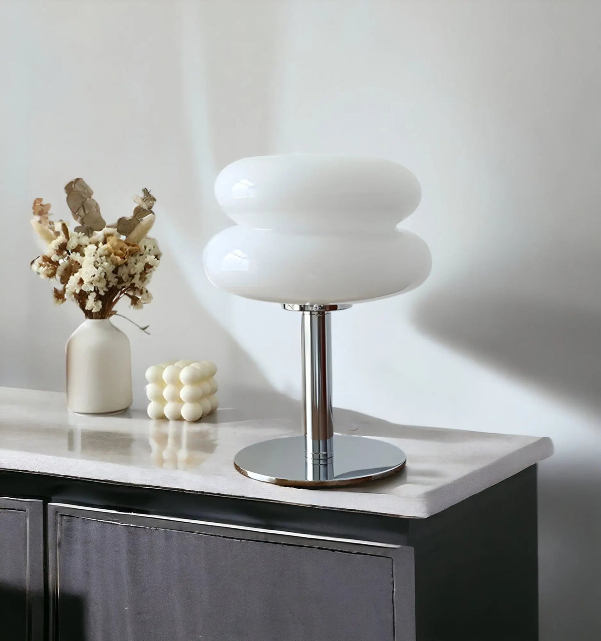 Puffette - Glass Table Lamp with USB Port and 3 Light Colors