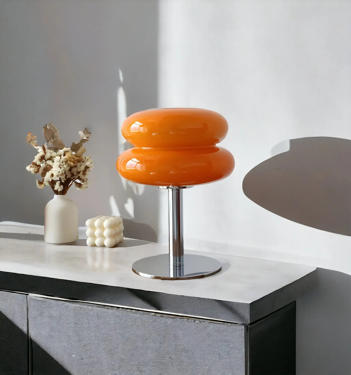Puffette - Glass Table Lamp with USB Port and 3 Light Colors