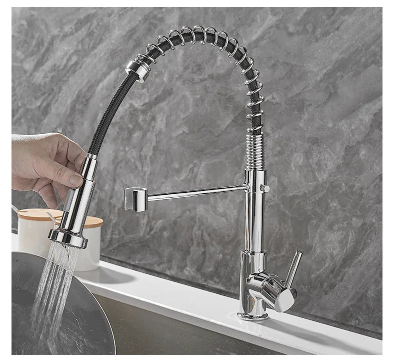 DualFlow - Black and Gold Dual-Spout Brass Kitchen Faucet