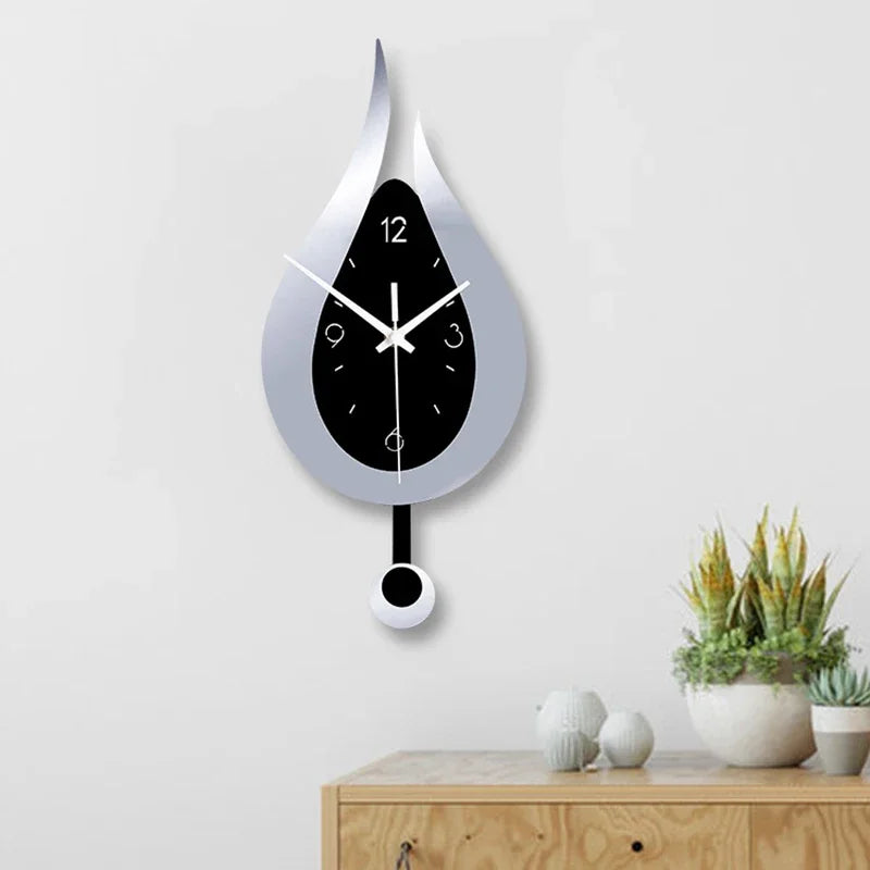 WaterDrop Clock - Minimalist Drop-Shaped Pendulum Wall Clock
