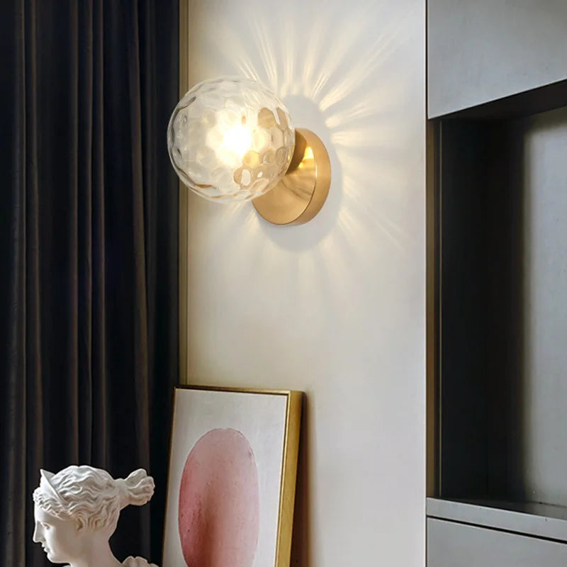 GleamGold - Elegant Gold Glass Wall Sconce