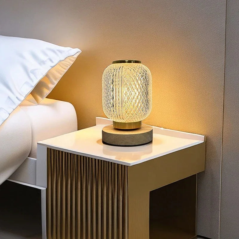 Crystal Table Lamp - Dimmable Gold Lamp with Luxury Crystal Design