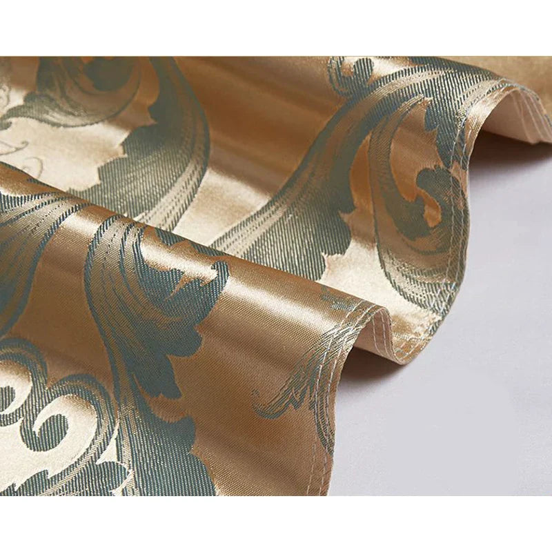 Wostar - Gold and Blue Jacquard Satin Duvet Cover Set