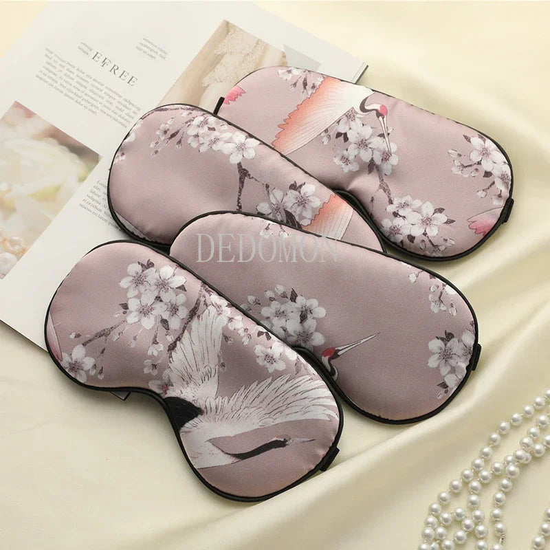 Silk Crane - Silk Sleep Mask with Crane Pattern