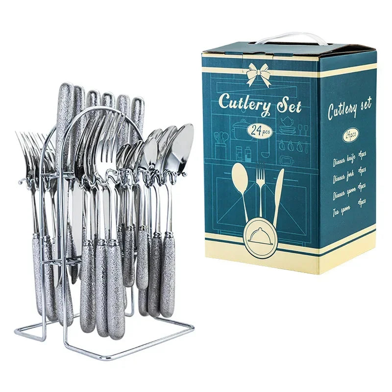 HarborSteel - Luxury 24-Piece Stainless Steel Cutlery Set