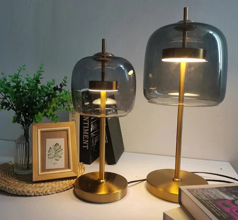 ChicNordik - Luxury Glass Table Lamp with Gold Base
