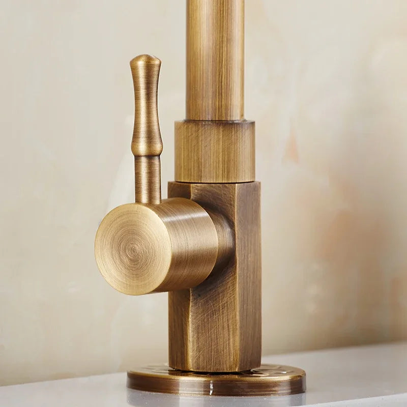 Antique Brass Swan Neck Kitchen Faucet - Timeless Style