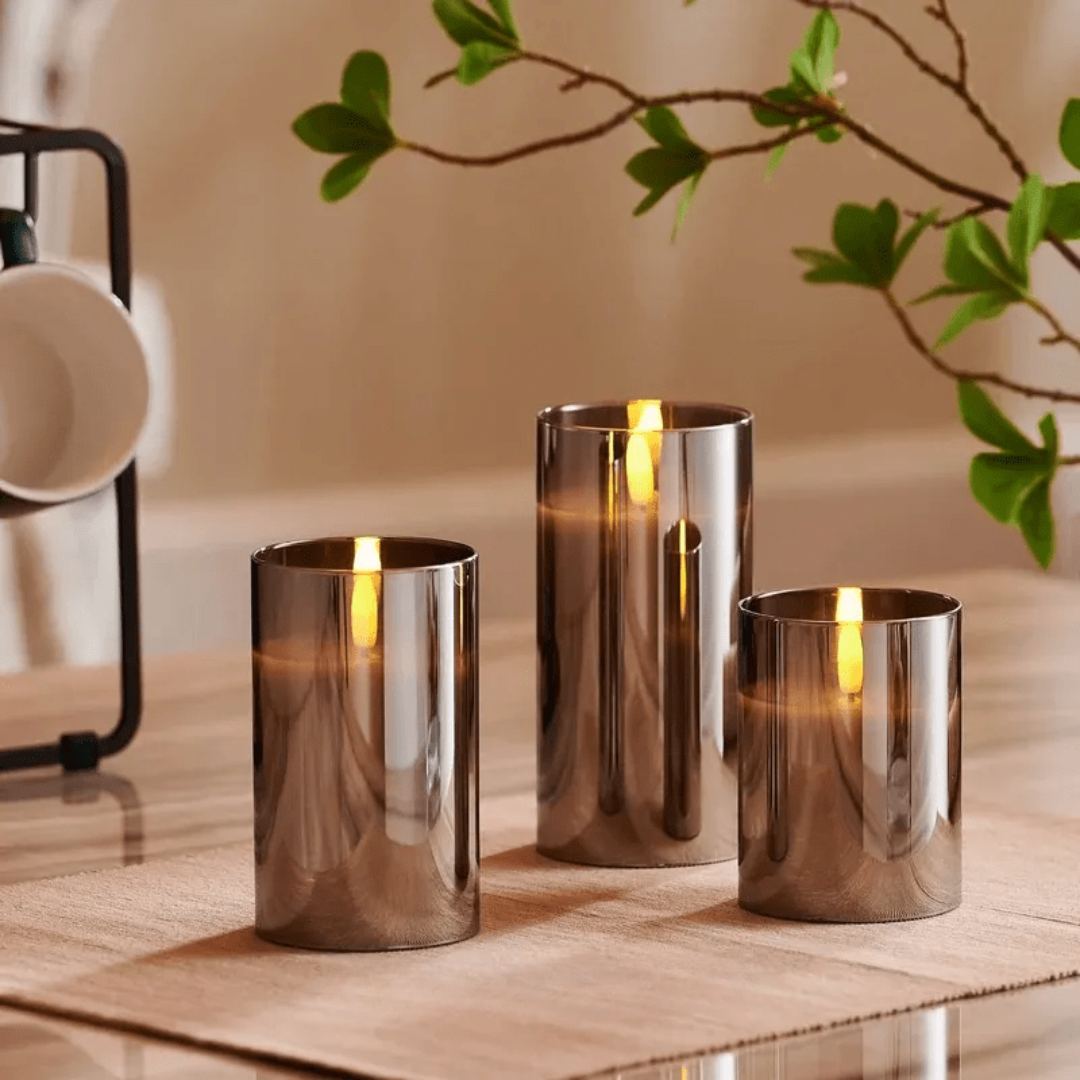 Bougies LED Deluxe - Set de 3 Bougies Sans Flamme avec Télécommande