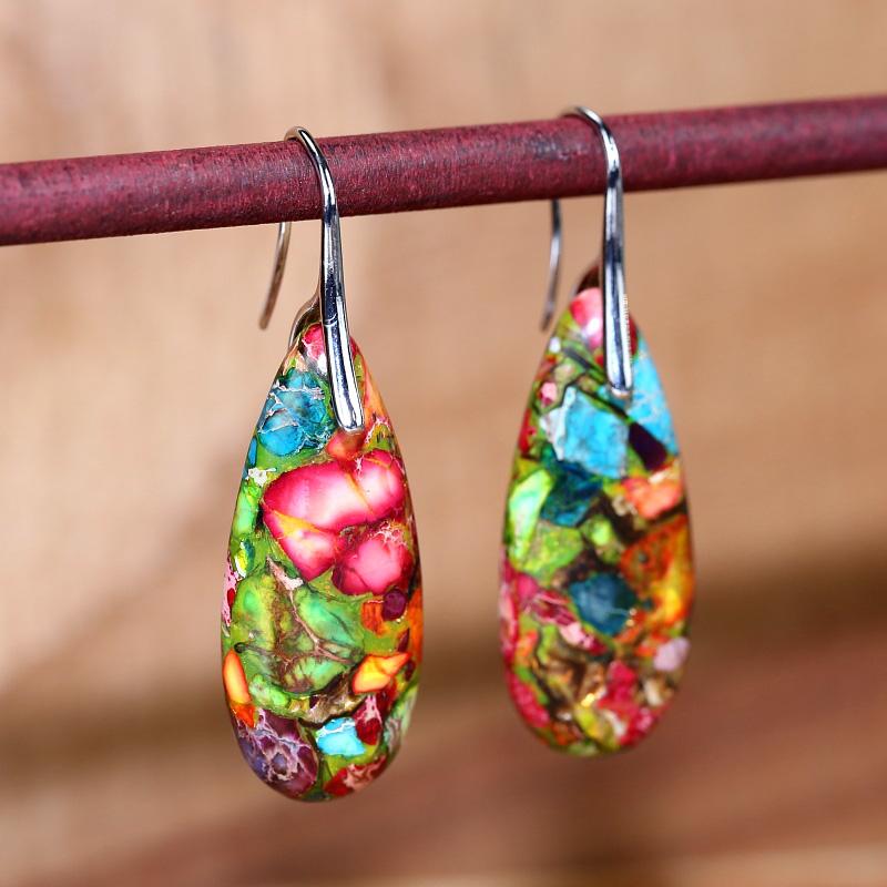 JasperDrop - Boucles pendantes en jaspe naturel