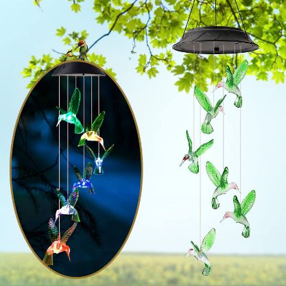 Solar Birds - Lampe solaire de jardin avec oiseaux suspendus