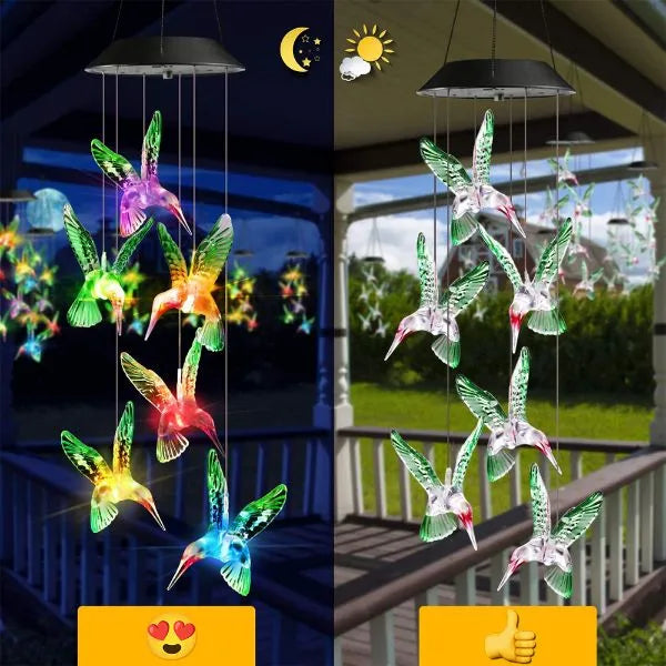 Solar Birds - Lampe solaire de jardin avec oiseaux suspendus