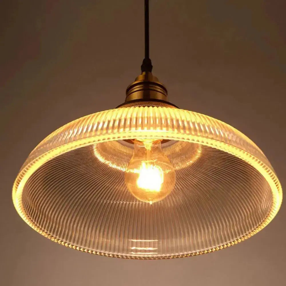 StripeGleam - Vintage Striped Glass Pendant Light for a Warm Ambiance