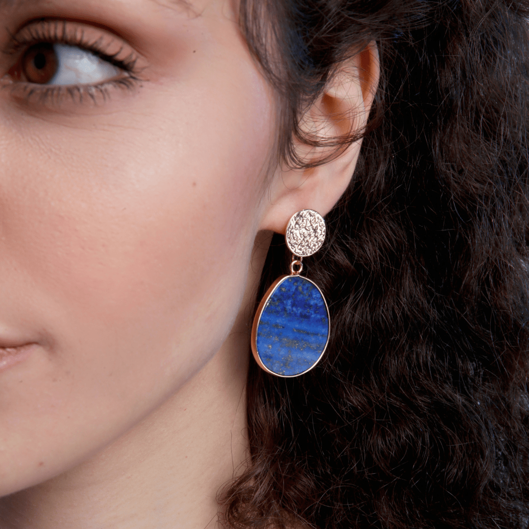CelestialLuxe - Boucles en lapis-lazuli doré