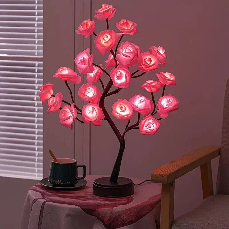 RosyGlow - Rose Bouquet Table Lamp with Warm White Light