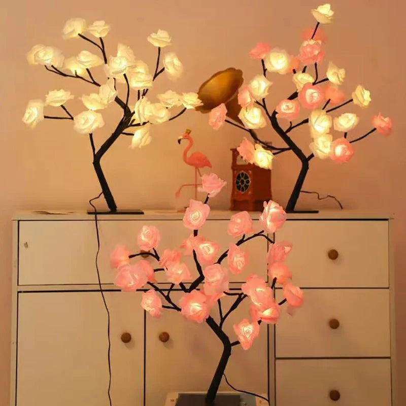 RosyGlow - Rose Bouquet Table Lamp with Warm White Light
