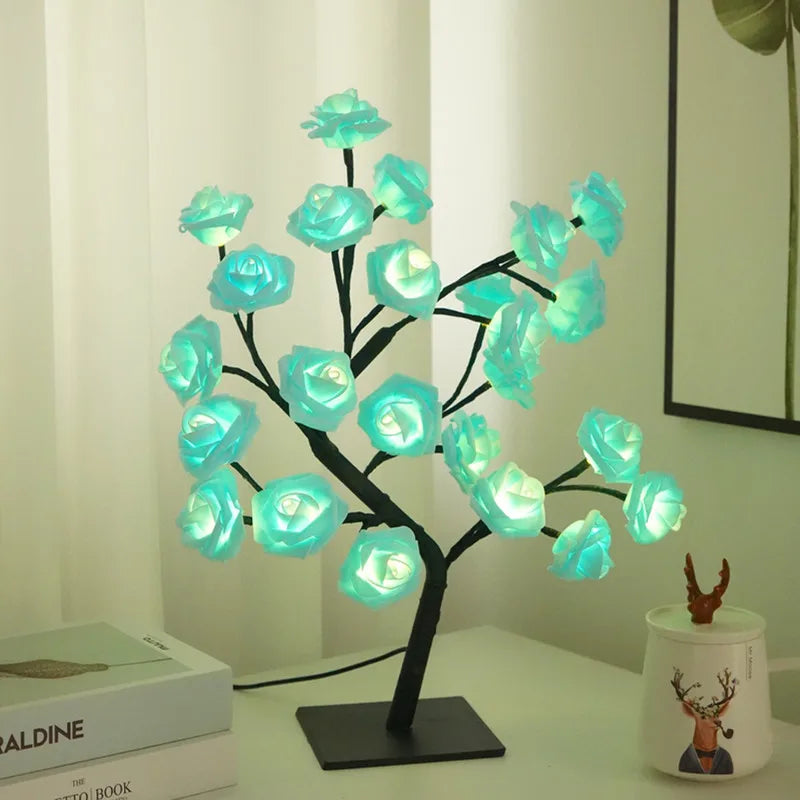 RosyGlow - Rose Bouquet Table Lamp with Warm White Light
