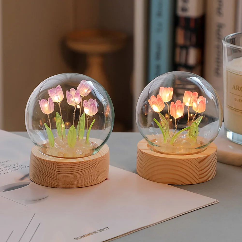 Hurelia - Elegant Glass Tulip Table Lamp