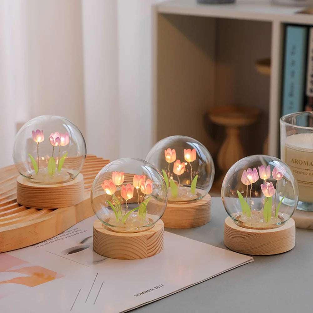 Hurelia - Elegant Glass Tulip Table Lamp