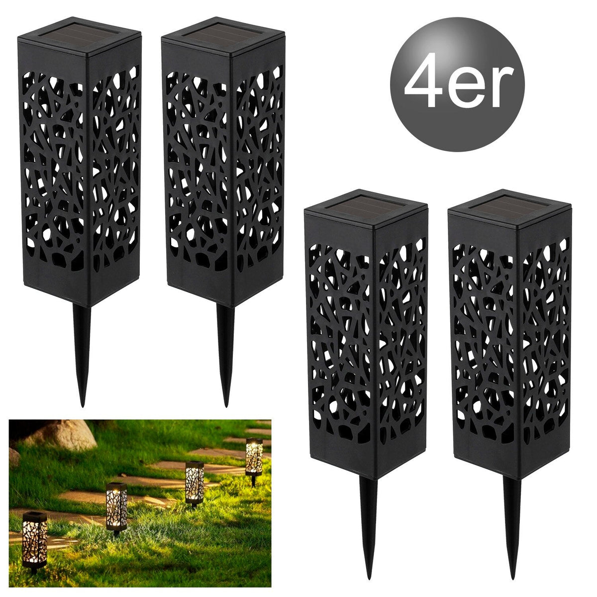 Luxury Solar - LED Garden Lamp with Flame Effect