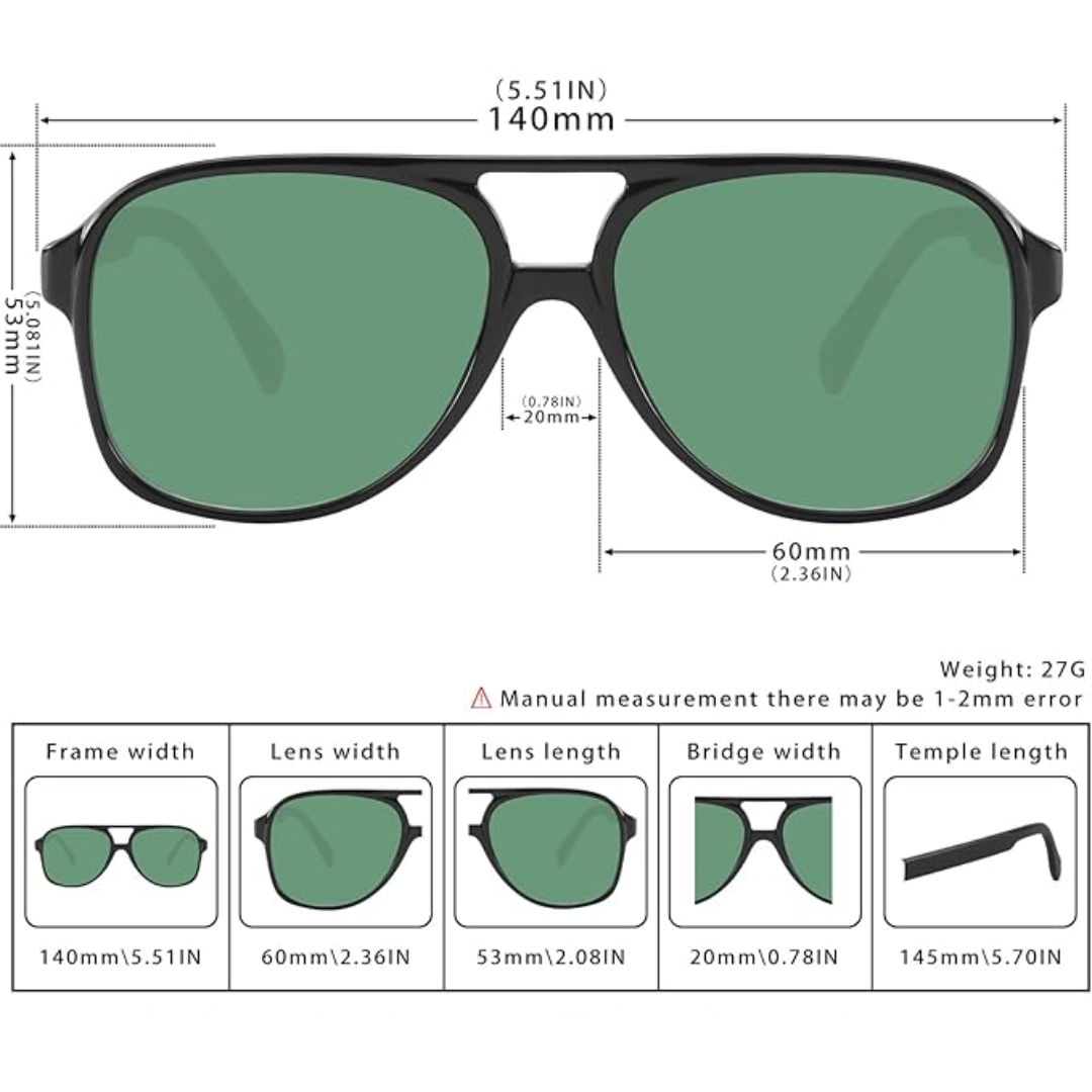IndyShade - Lunettes de Soleil Aviateur Rétro