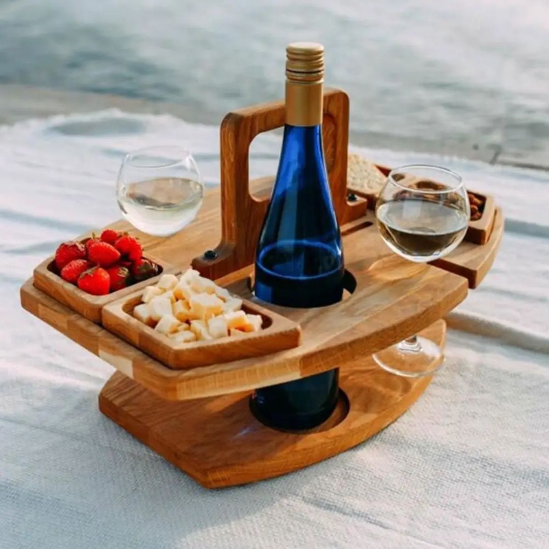 WineFold Table - Table Pliante Élégante en Bois Vin