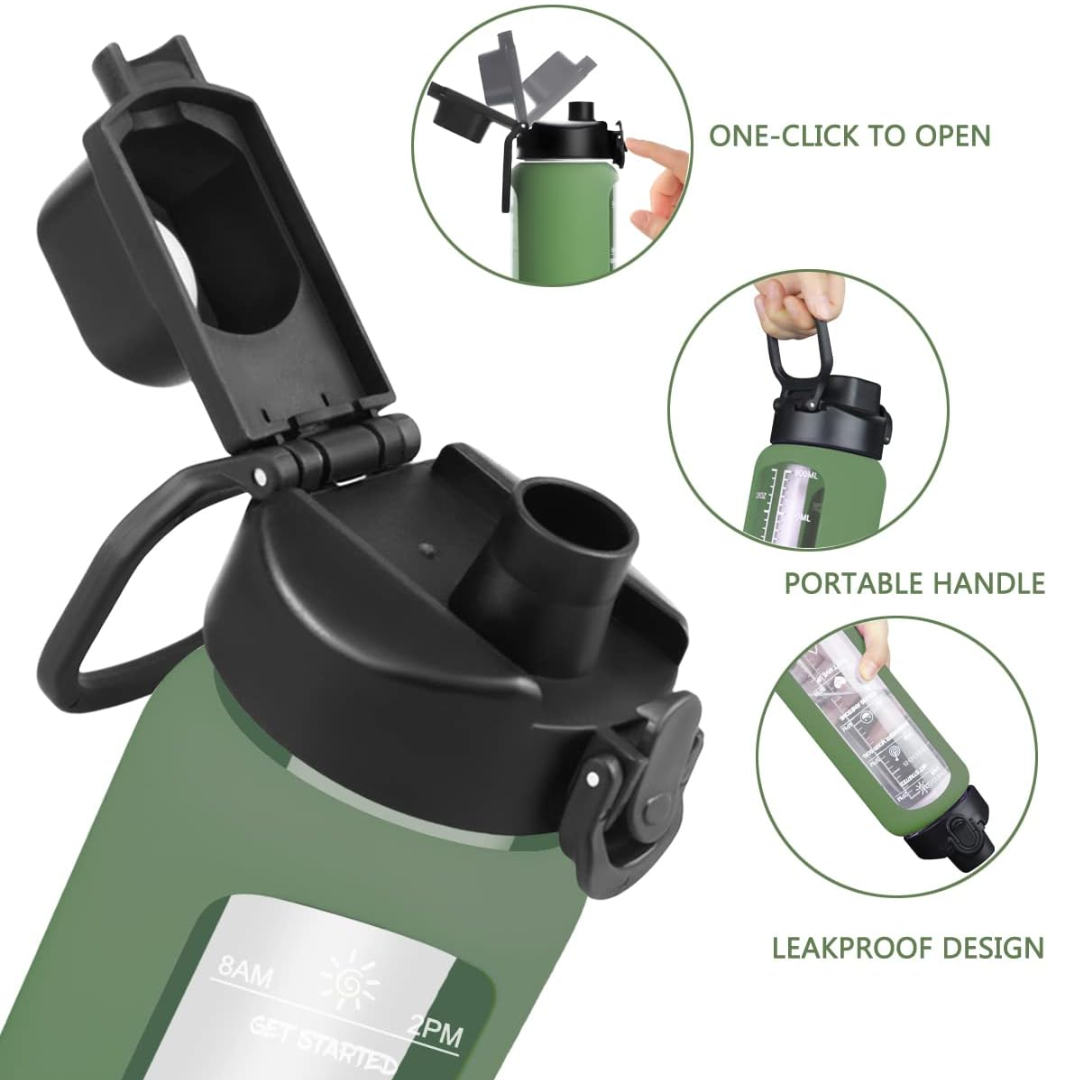 HydraVibe - Gourde Réutilisable Motivation avec Paille