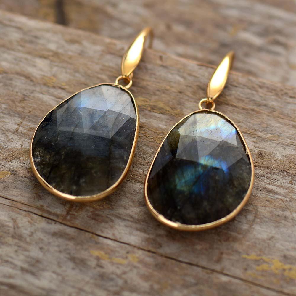Labradorite Dream - Natural Stone Drop Earrings