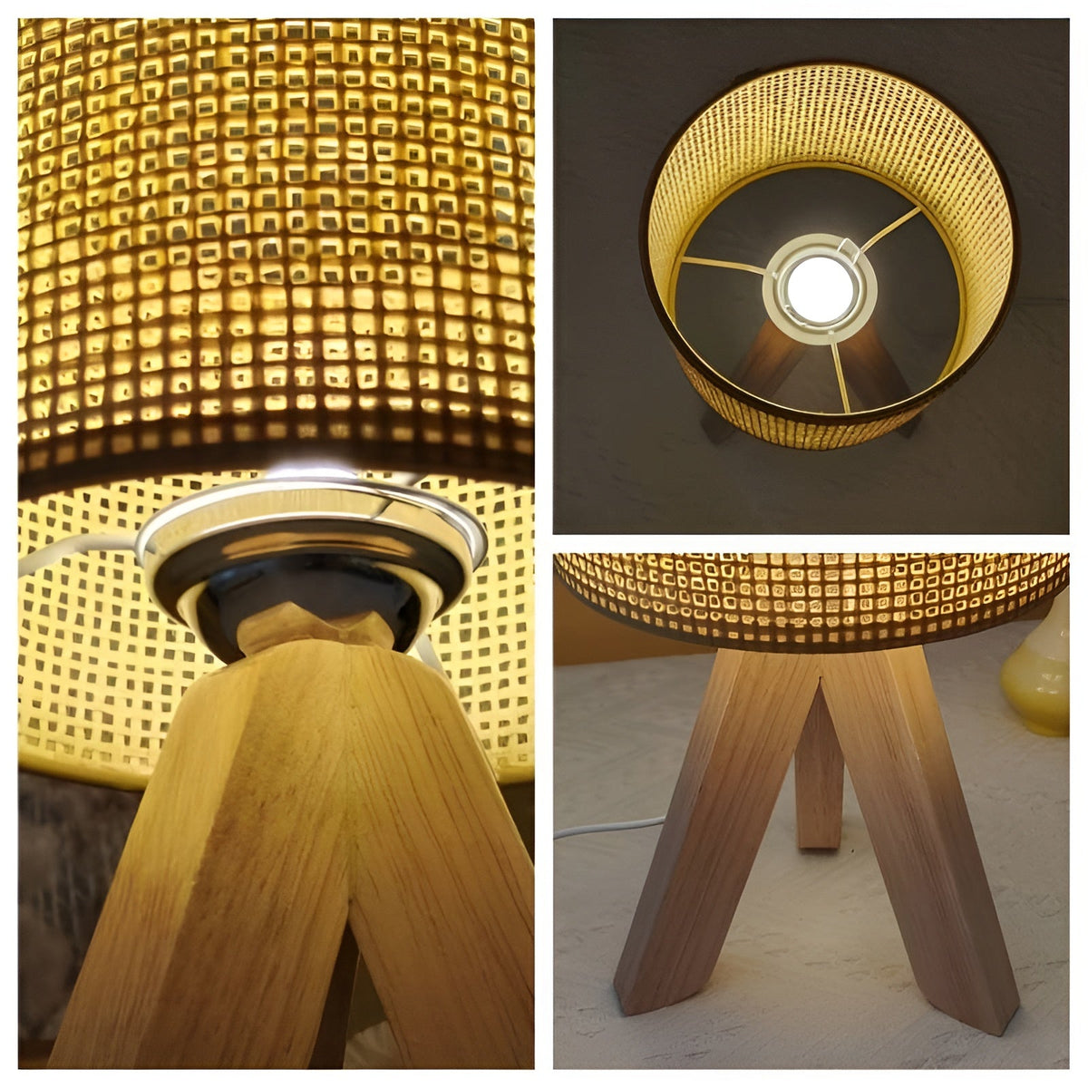 WovenWood - Handmade Rattan Table Lamp with LED and USB