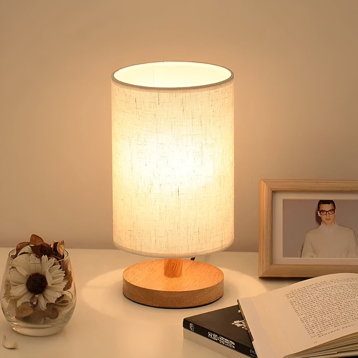 ZenShade - Wooden LED Bedside Lamp for an Elegant Bedroom