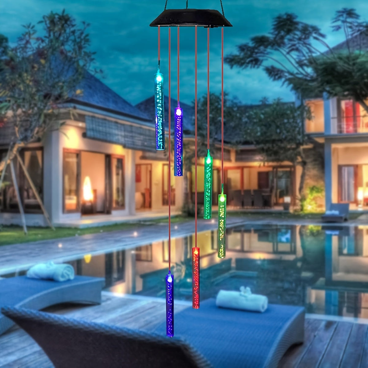 SolarChime - Solar-Powered LED Wind Chime for the Outdoors
